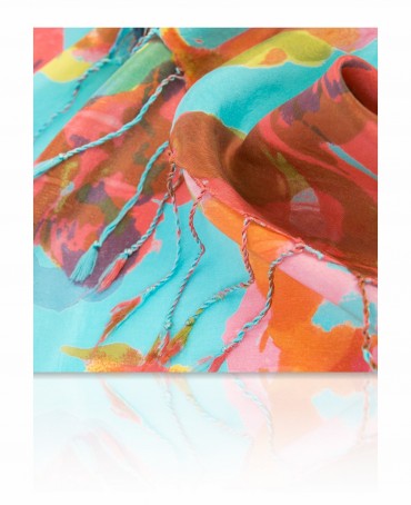 Палантин Женский S40-BIG.FL/TURQU.RED